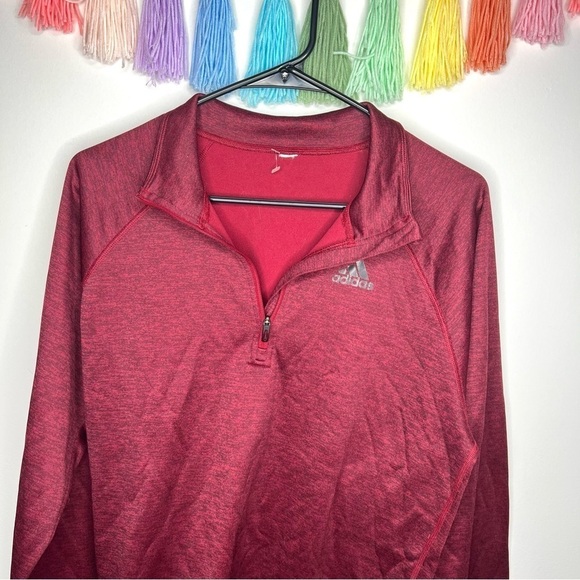 Adidas Climalite Burgundy Red Long Sleeve Half Zip Athletic Top Size Large - Picture 14 of 14